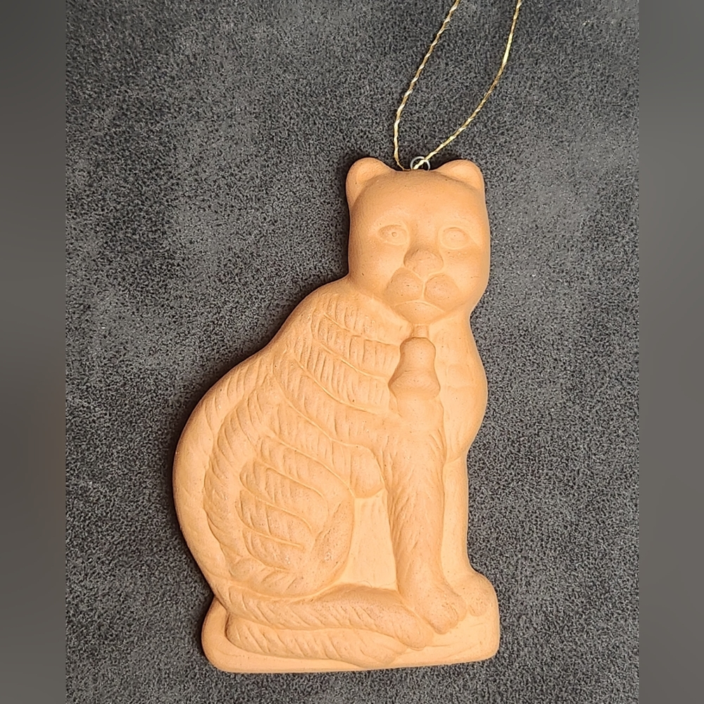 Vintage Christmas Ornament Terracotta Cat